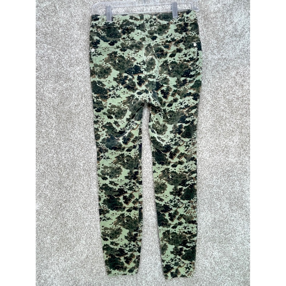 Anthropologie Pilcro High-Rise Skinny Corduroy Pants Women 27 Green Camo Stretch